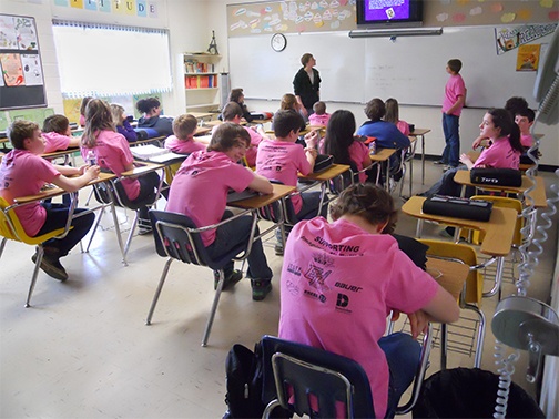 Students wear pink in class