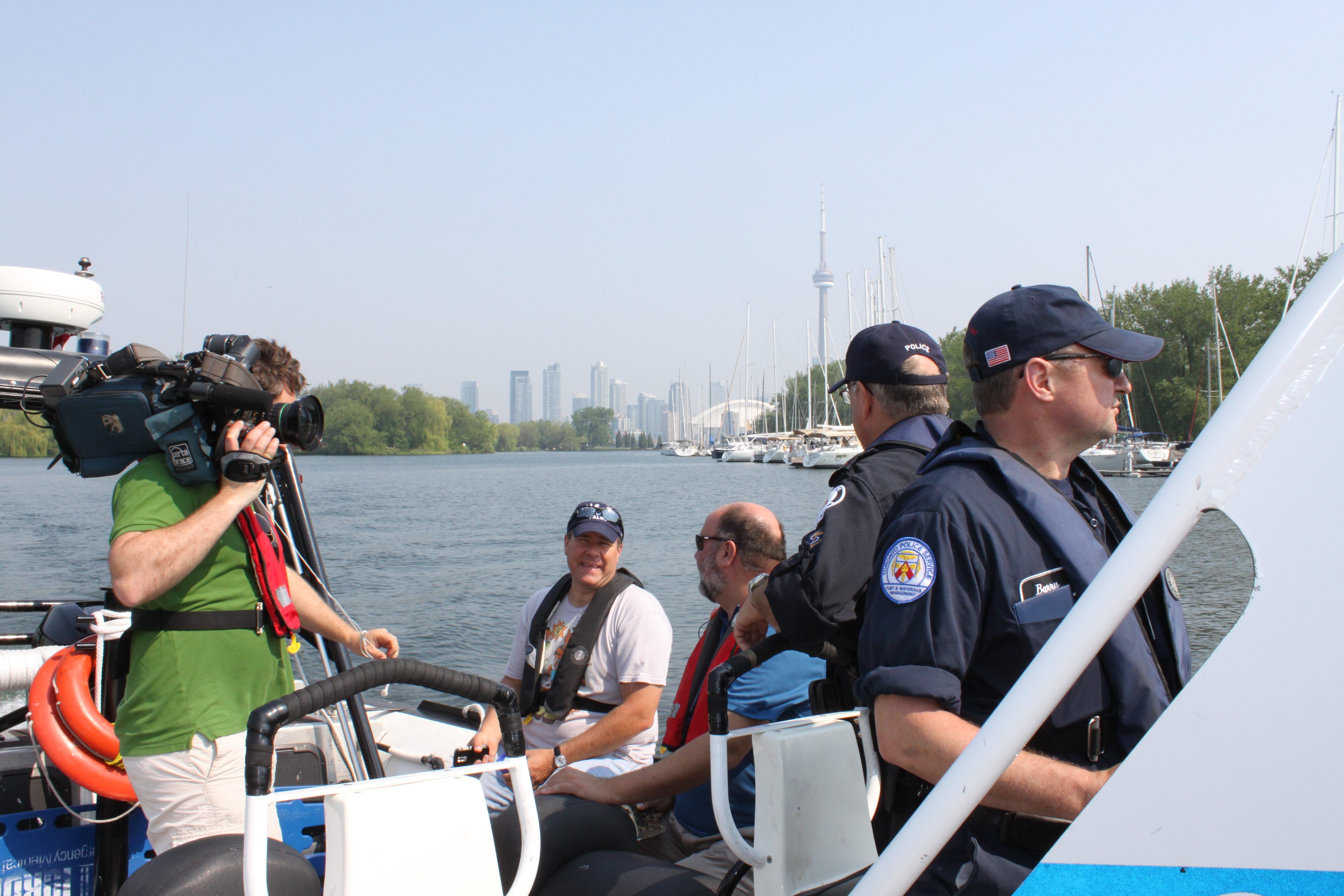 Out on the water doing water safety video
