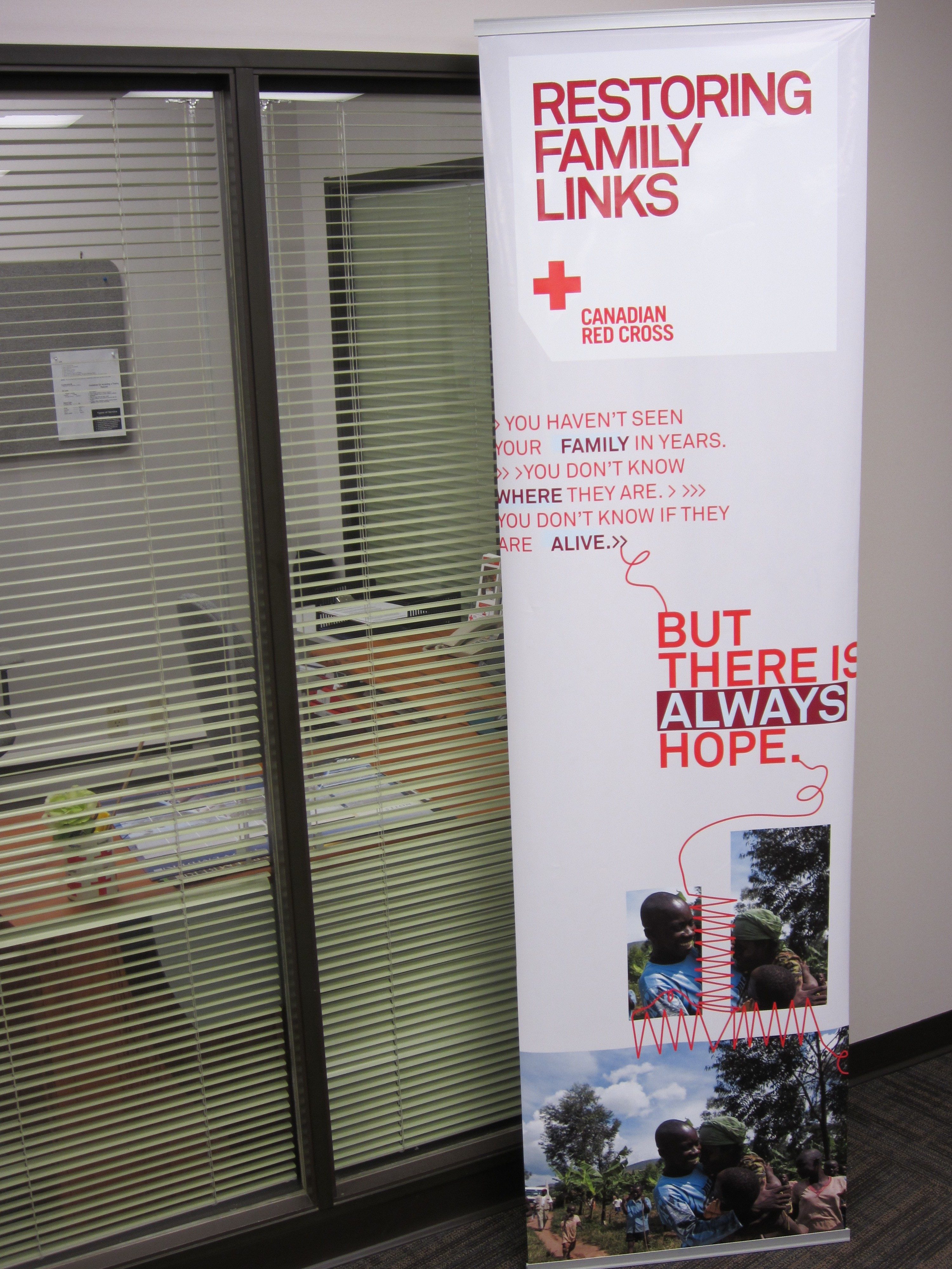 A new popup banner for the Red Cross office in Manitoba.