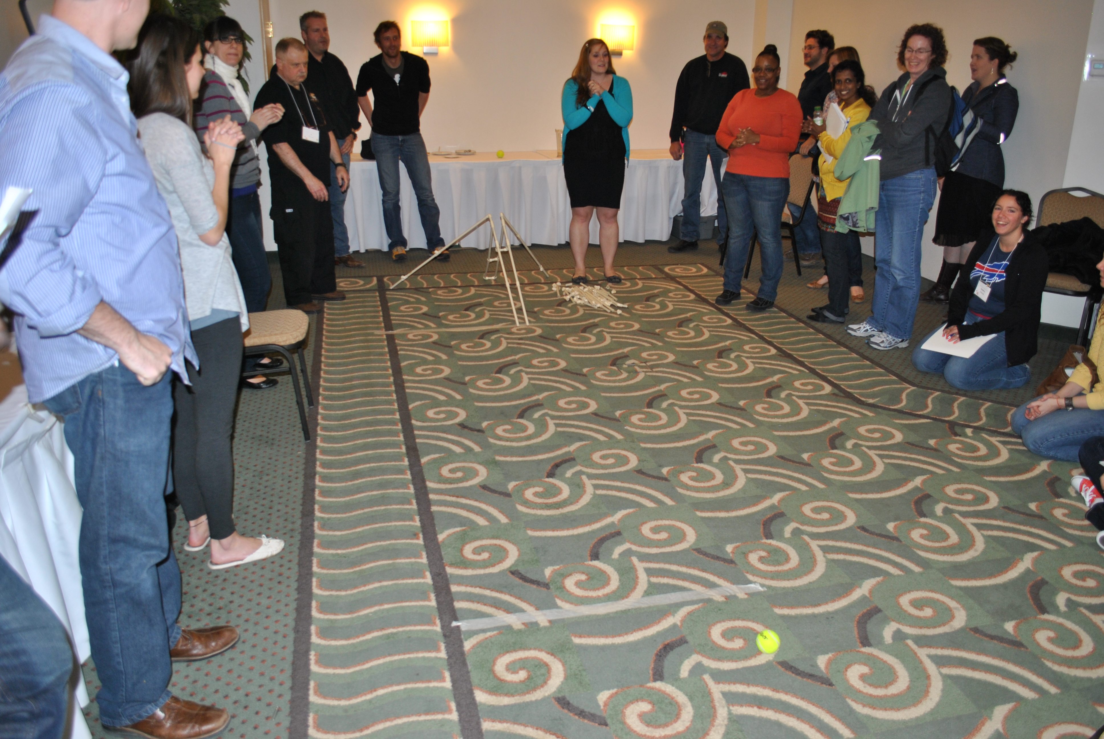 Delegates were tasked with building a 'pipeline' in order to help a community in disaster.