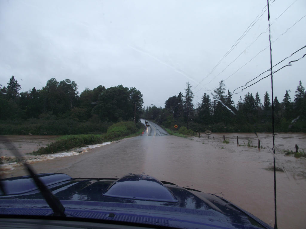 Flooded roads around Truro