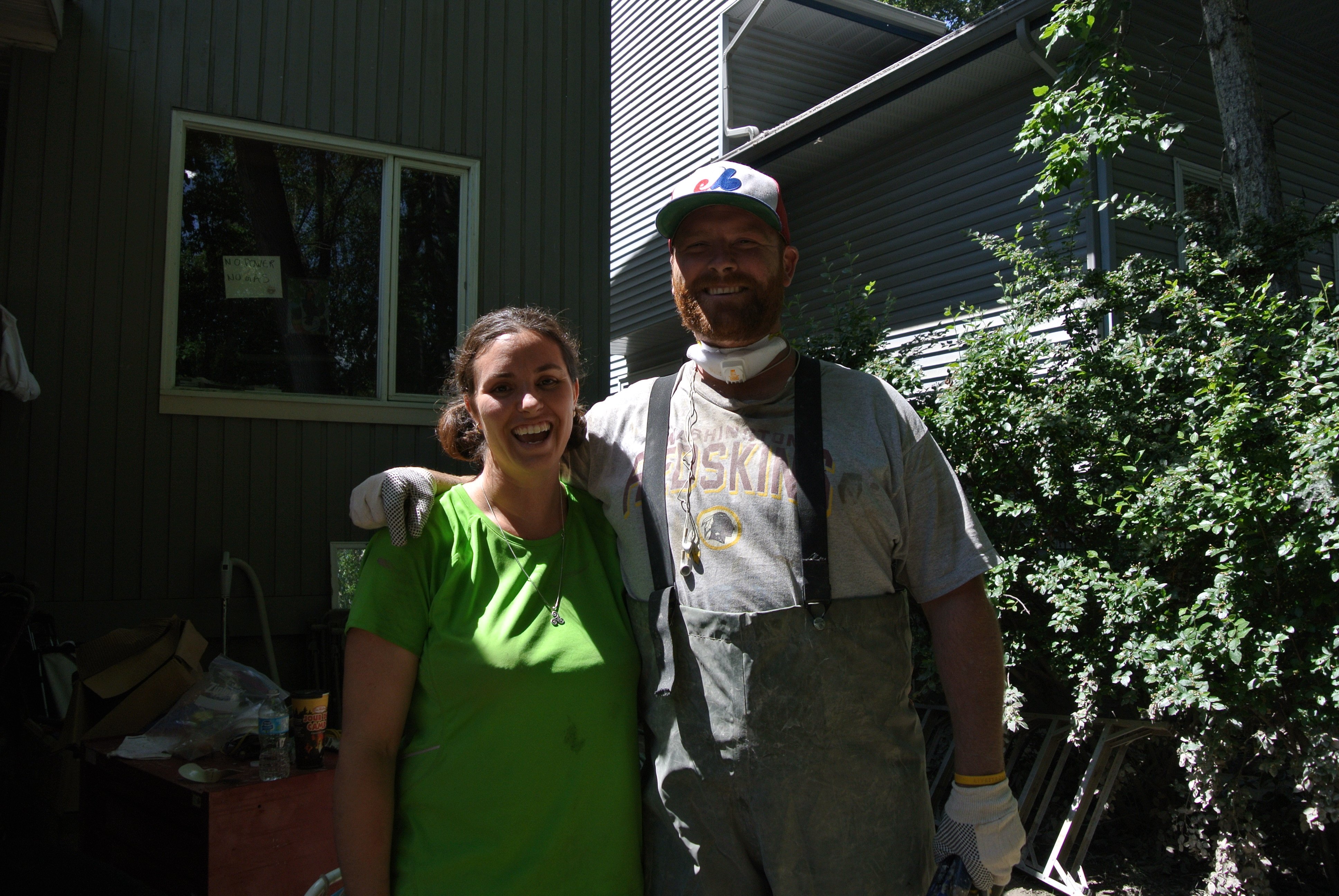 Residents Tasha and Ian Royer were actively cleaning up after the flood.