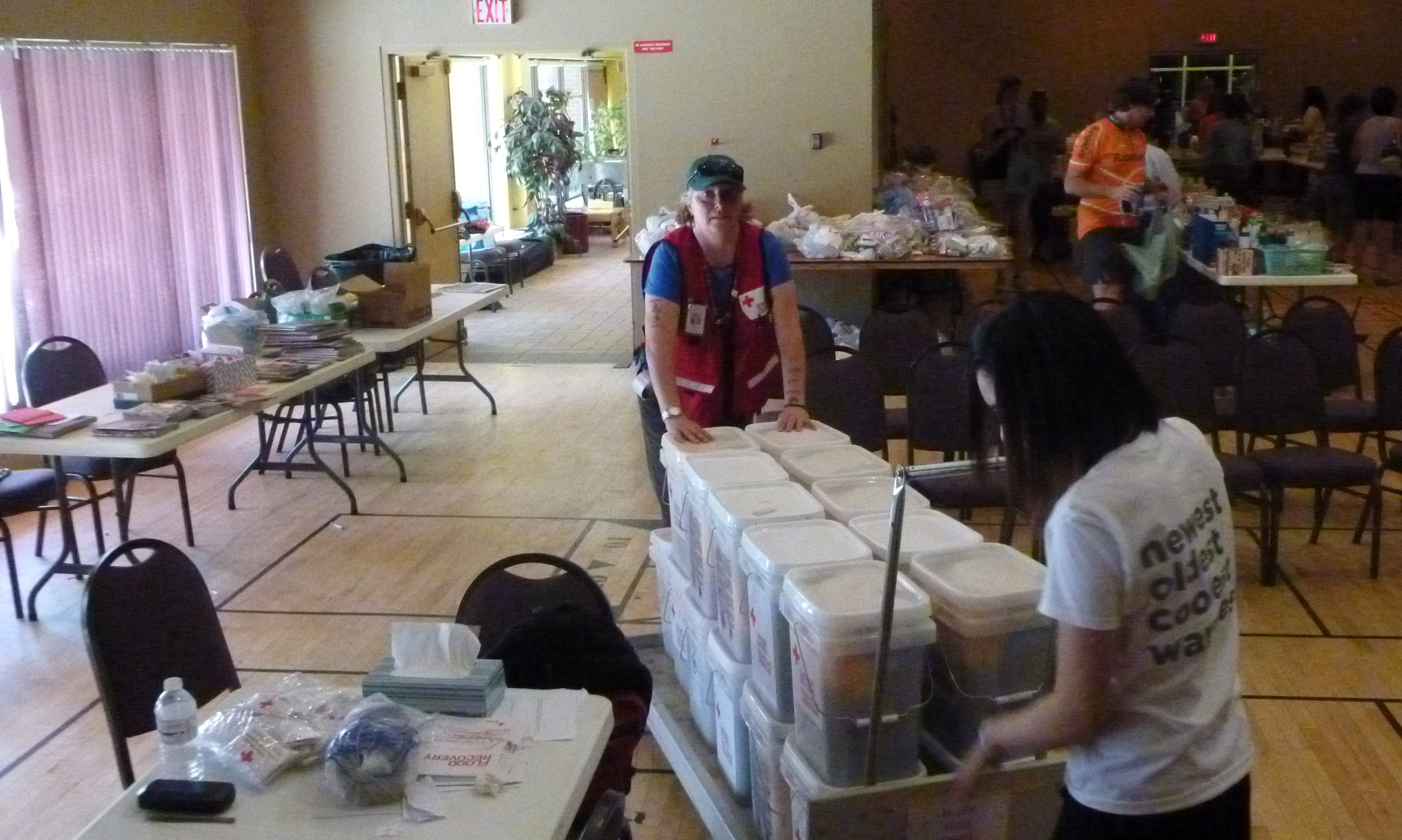 Red Cross assisting with clean-up kits