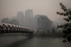 Smoke filling the air of downtown Calgary from the 2019 Northern Alberta wildfires
