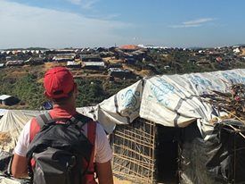 Gerardo from Mexican Red Cross surveys transition camp in Bangladesh
