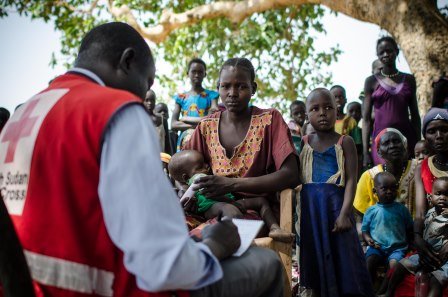 South Sudan Red Cross worker providing health services in remote communities