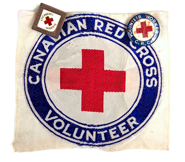 Red Cross Volunteer Armband and Pins