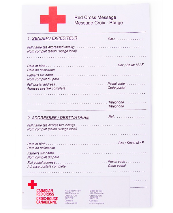 Red Cross Message Form Canadian Red Cross Timeline