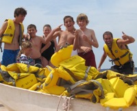 Children with lifejackets at a Canadian Red Cross Water Safety Day Camp