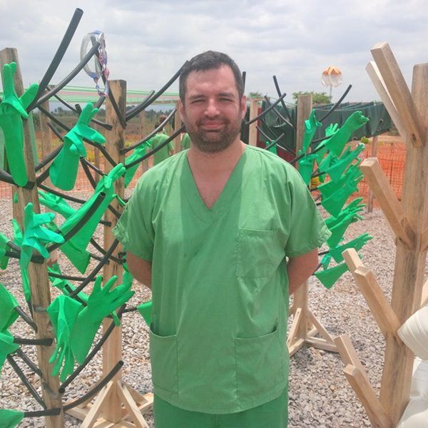 Stéphane Michaud from the Canadian Red Cross is at the Ebola treatment centre where rubber gloves ar