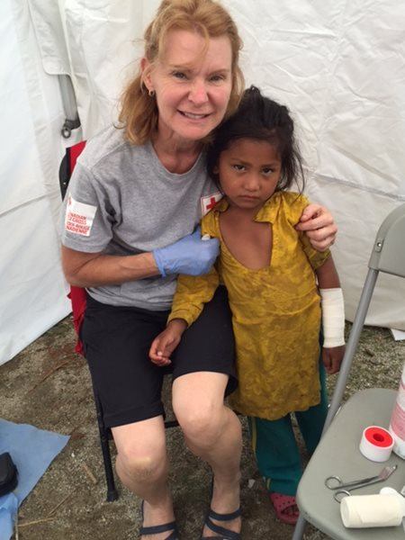 Canadian nurse Danielle Despres with little girl Geeta