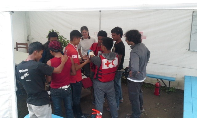 Red Cross aid workers in Nepal are not only providing medical care, but want to impart new skills