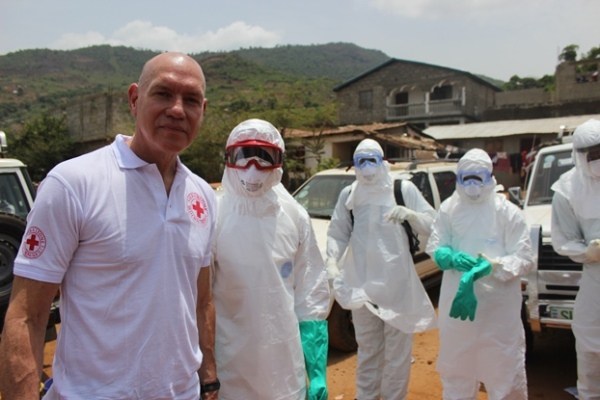 Canadian Red Cross president and CEO, Conrad Sauvé at Ebola treatment centre in Sierra Leone