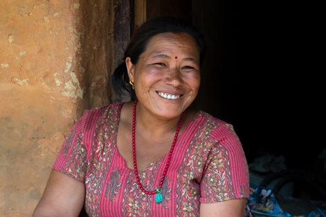 a woman in Nepal smiling