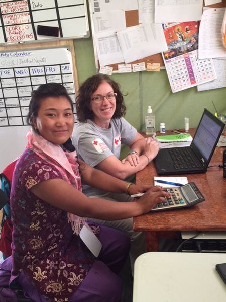 Babita Thapa left, Canadian Red Cross aid worker Nathalie Auclair