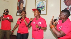 Liberia Red Cross volunteer singing