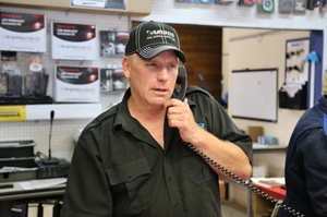 Small business Brad Tippe from Williams Lake on the phone