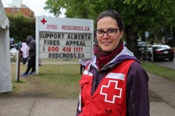 Cindy Baillargeon, a Red Cross volunteer from the Lanaudière region of Quebec in Alberta
