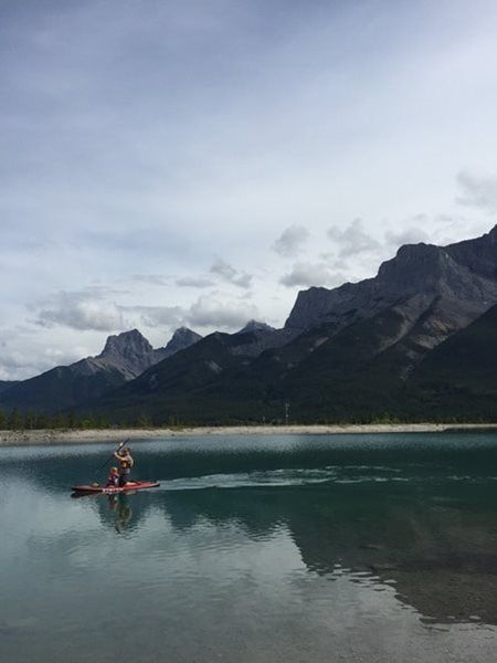 Paddle boarding at Spray Lakes, Canmore