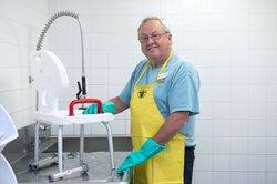 Art Brown volunteer equipment washer