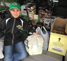 Jules, collecting empties to help those affected by spring flooding