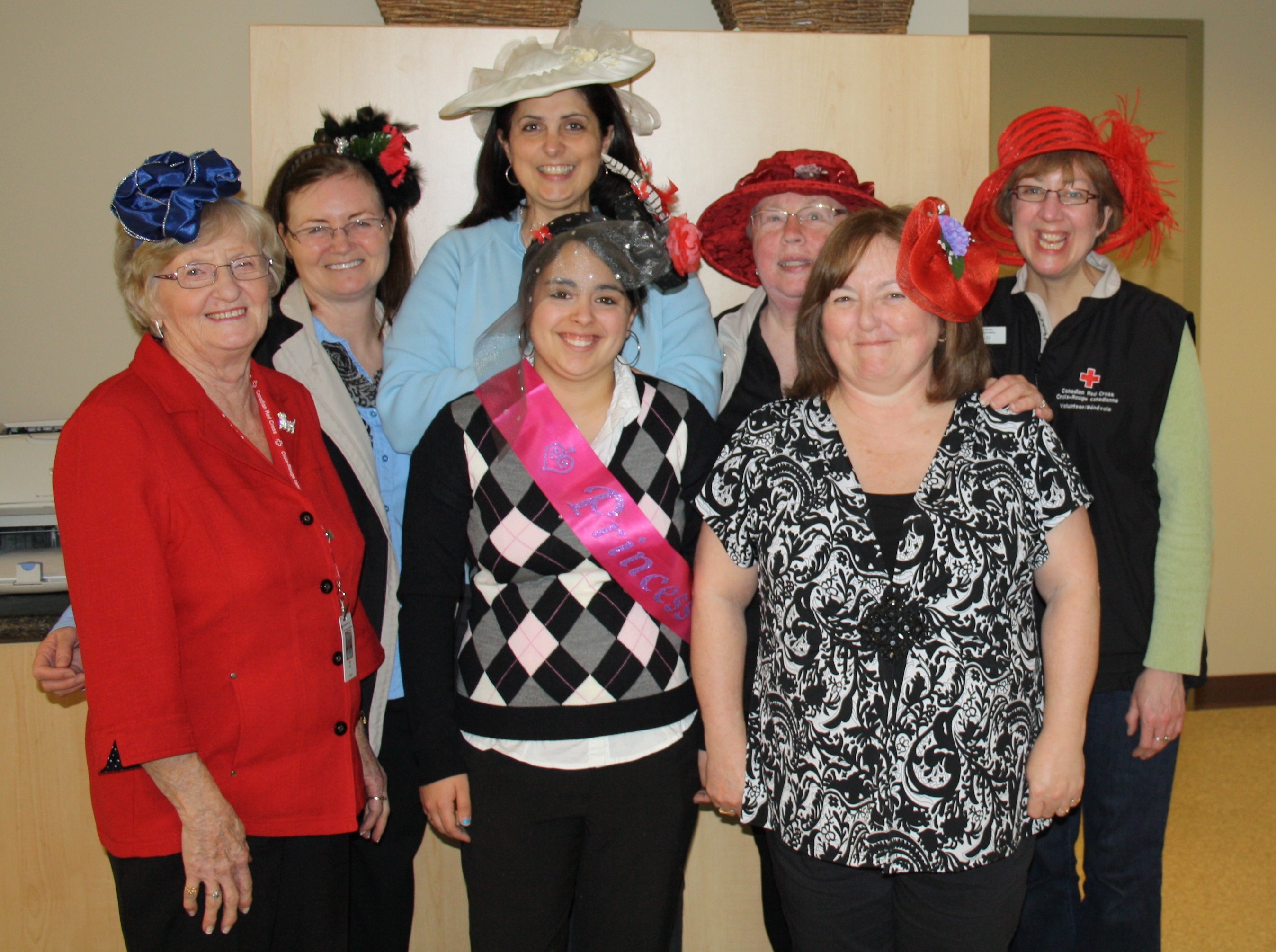 All manners of royal hats were on display at the Red Cross office in Kentville, Nova Scotia to celebrate the royal visit to Canada.