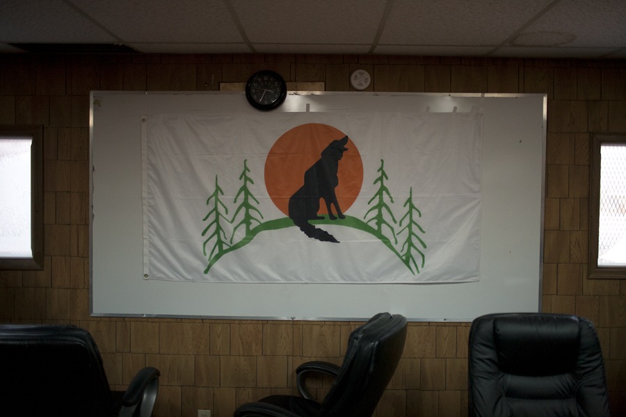 A flag in the band council office
