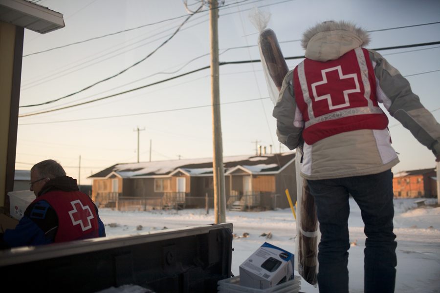 Red Cross volunteers working to help the community