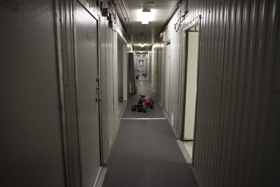 Inside one of the trailers' where 92 people live