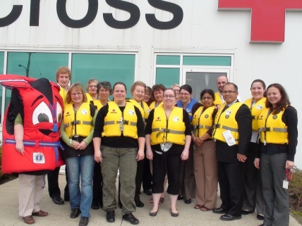 Staff at the Canadian Red Cross in Dartmouth, Nova Scotia celebrate National Lifejacket Day.