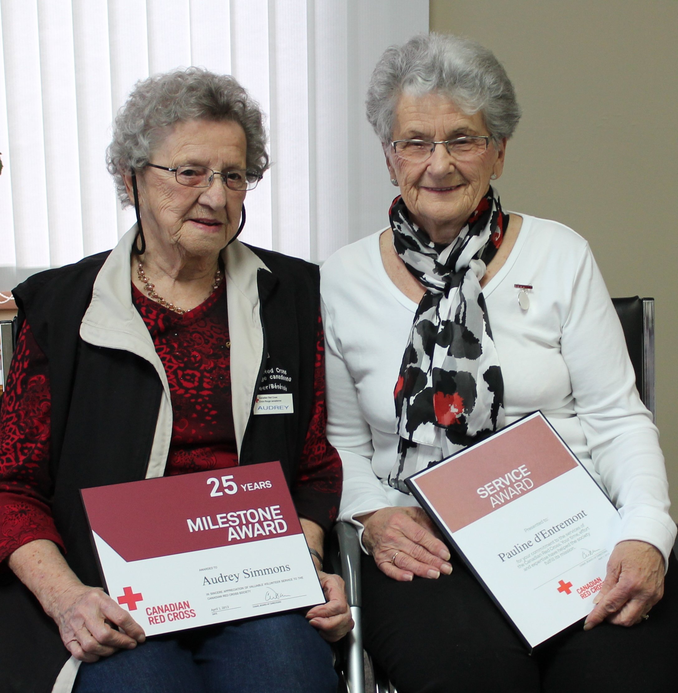 Yarmouth Service Award recipients Audrey Simmons for 25 years of service and Pauline d’Entremont for 29 years of service. 