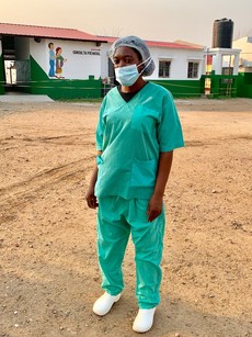 A nurse in scrubs