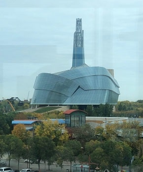 A building in Winnipeg with unique glass roof