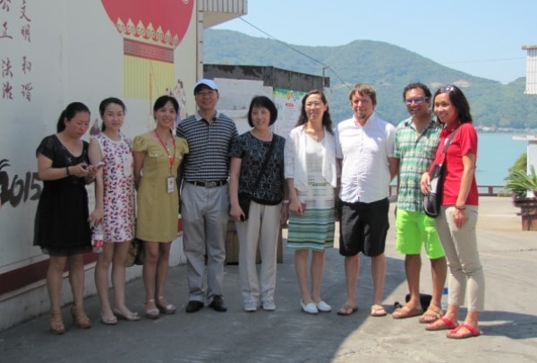 John (white shirt) and the Red Cross Society of China, Zhoushan Branch delegation.