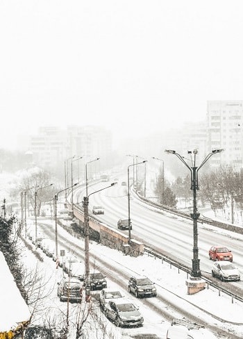 Winter city roads