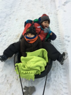 Liam and Kai- Clarice's sons in snow
