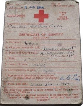 Dorothy (Falkner) Doolittle’s identity certificate for overseas service, ca. 1943-45 (Courtesy of Janet Partridge)