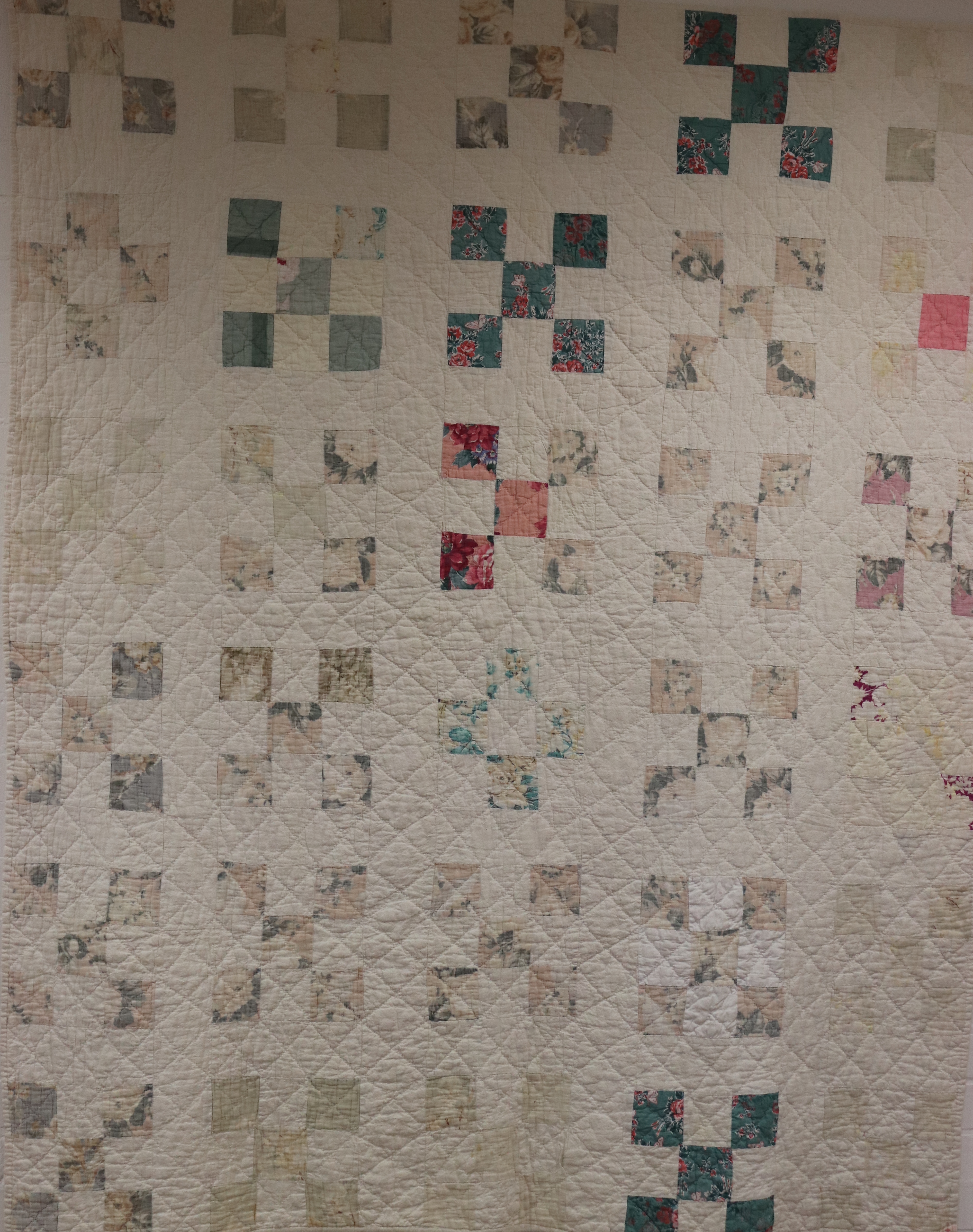 Canadian Red Cross Quilt: especially nice Nine Patch Quilt of lovely fabrics