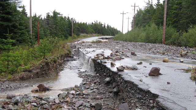 Road washed away by weather
