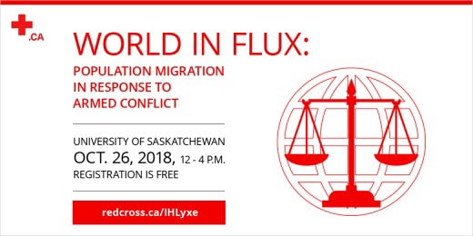 2018 Saskatchewan International Humanitarian Law Conference poster