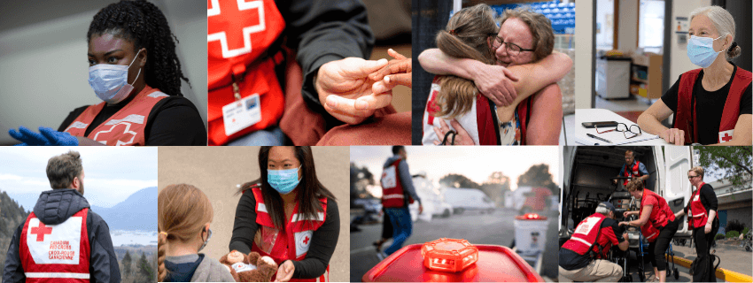Collage of Red Cross volunteers in action