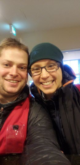 Volunteers Michel Rheault and Ebony Rutko in Iqaluit