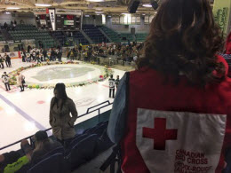 Members of the Red Cross team attending the Humboldt Broncos vigil