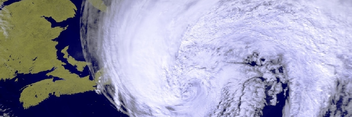 Aerial view of a hurricane forming
