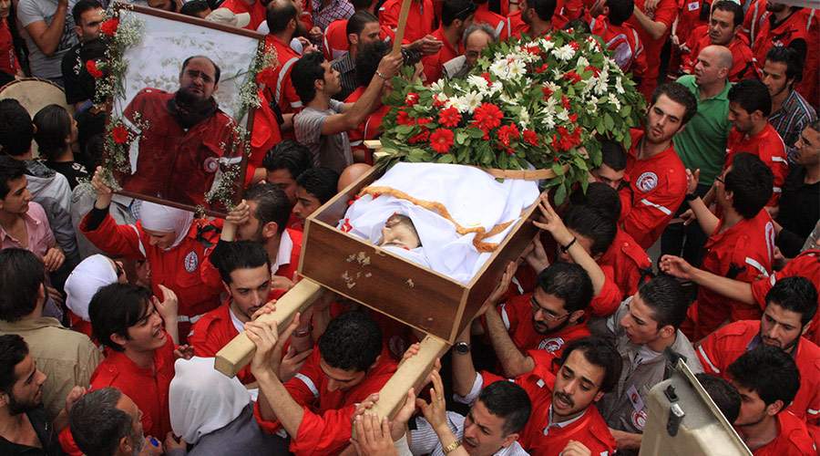 On April 24, 2012, Mohammed Khadra, a Syrian Arab Red Crescent first aid volunteer was killed while working to save the lives of others in Douma, near Damascus. Photo: Ibrahim Malla \/ SARC&amp;nbsp;