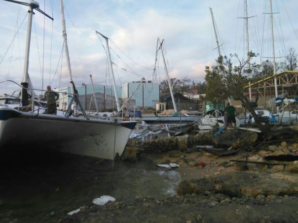 Boats damaged by Cyclone Pam in Vanuatu