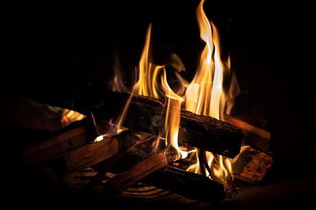 Cozy fire in a fireplace