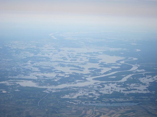 Aerial shot of Serbia floods