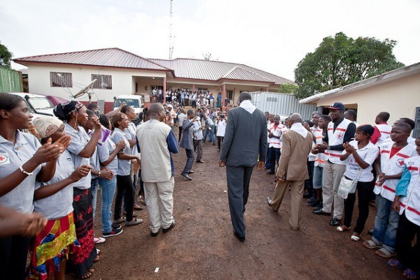 Meeting local volunteers in Guinea