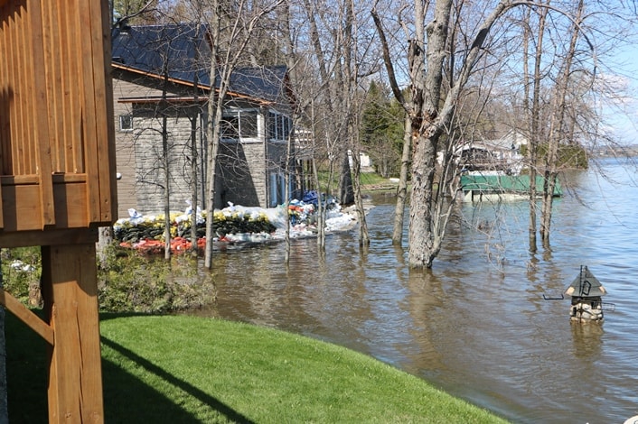 Sandbags protect a resident’s home in Clarence-Rockland
